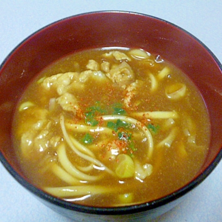 乾麺で簡単♪豚肉と長ネギのカレーうどん